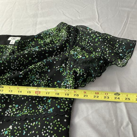 Long Fairy Dress 18W Black with Polka Dots Flutter Sleeves Ethereal Whimsigoth - Picture 6 of 11